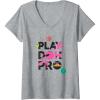 imagePlayDoh Squished Pro Center Bold Filled Logo VNeck TShirtHeather Grey