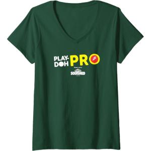 Play-Doh Squished Center Play-Doh Pro Bold Lightning Logo V-Neck T-Shirt(Dark Green)
