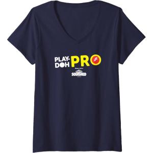 Play-Doh Squished Center Play-Doh Pro Bold Lightning Logo V-Neck T-Shirt(Navy Blue)