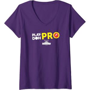 Play-Doh Squished Center Play-Doh Pro Bold Lightning Logo V-Neck T-Shirt(Purple)