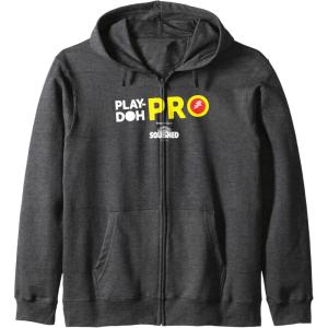 Play-Doh Squished Center Play-Doh Pro Bold Lightning Logo Zip Hoodie(Dark Heather Grey)