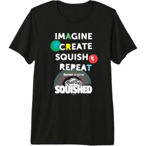 Play-Doh Squished Imagine Create Repeat Rainbow Stack Logo Premium T-Shirt(Black)