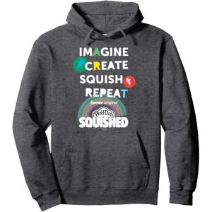 Play-Doh Squished Imagine Create Repeat Rainbow Stack Logo Pullover Hoodie(Dark Heather Grey)