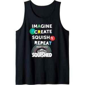 Play-Doh Squished Imagine Create Repeat Rainbow Stack Logo Tank Top(Black)