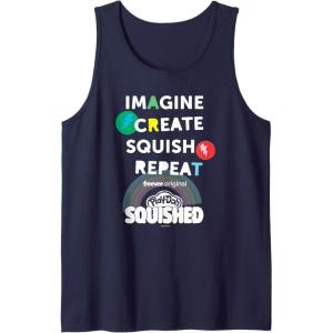 Play-Doh Squished Imagine Create Repeat Rainbow Stack Logo Tank Top(Navy Blue)