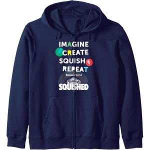 Play-Doh Squished Imagine Create Repeat Rainbow Stack Logo Zip Hoodie(Navy Blue)