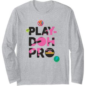 Play-Doh Squished Pro Center Bold Filled Logo Long Sleeve T-Shirt(Heather Grey)