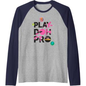 Play-Doh Squished Pro Center Bold Filled Logo Raglan Baseball Tee(Navy Blue/Athletic Heather)