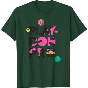 Play-Doh Squished Pro Center Bold Filled Logo T-Shirt(Dark Green)