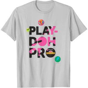 Play-Doh Squished Pro Center Bold Filled Logo T-Shirt(Silver Grey)