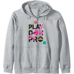 Play-Doh Squished Pro Center Bold Filled Logo Zip Hoodie(Heather Grey)