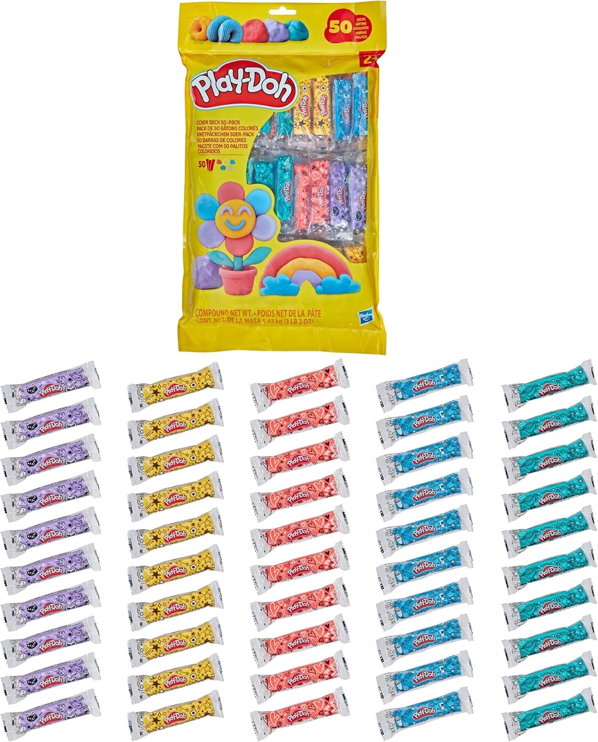 image:imagePlayDoh 50Pack Refill Color Sticks Bulk Prizes amp Favors Assorted Colors 1 Ounce Each Individually Wrapped